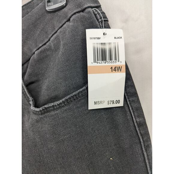 Seven7 Skinny Jeans 14W Black Distressed Tummyless High Rise‎ Contoured Fit Slim - Picture 4 of 14